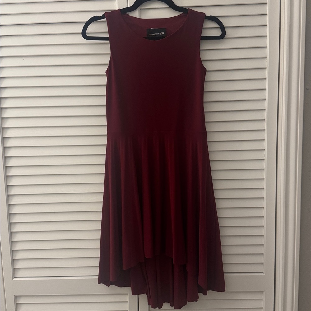Girls Un Deux Trois Burgundy Sleeveless High-Low Dress 16